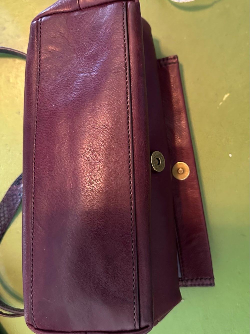 🍒 Fossil Willow Leather Crossbody Bag Burgundy Snake Skin trim - Picture 4 of 9